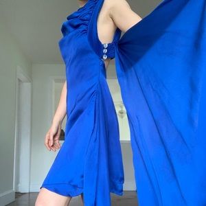 Blue satin dress